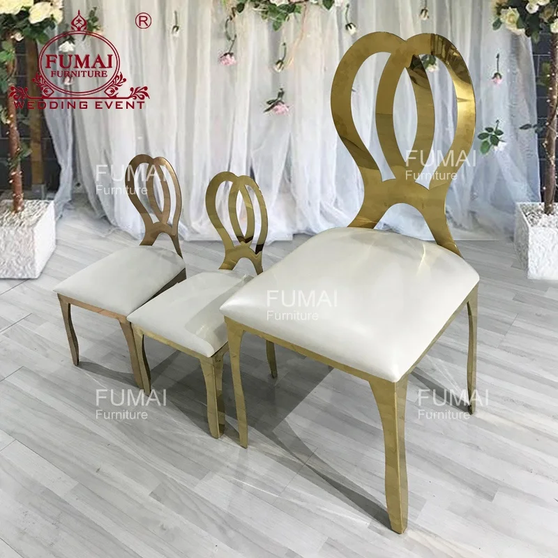 Wedding dining party flower back royal gold metal children chair for kid