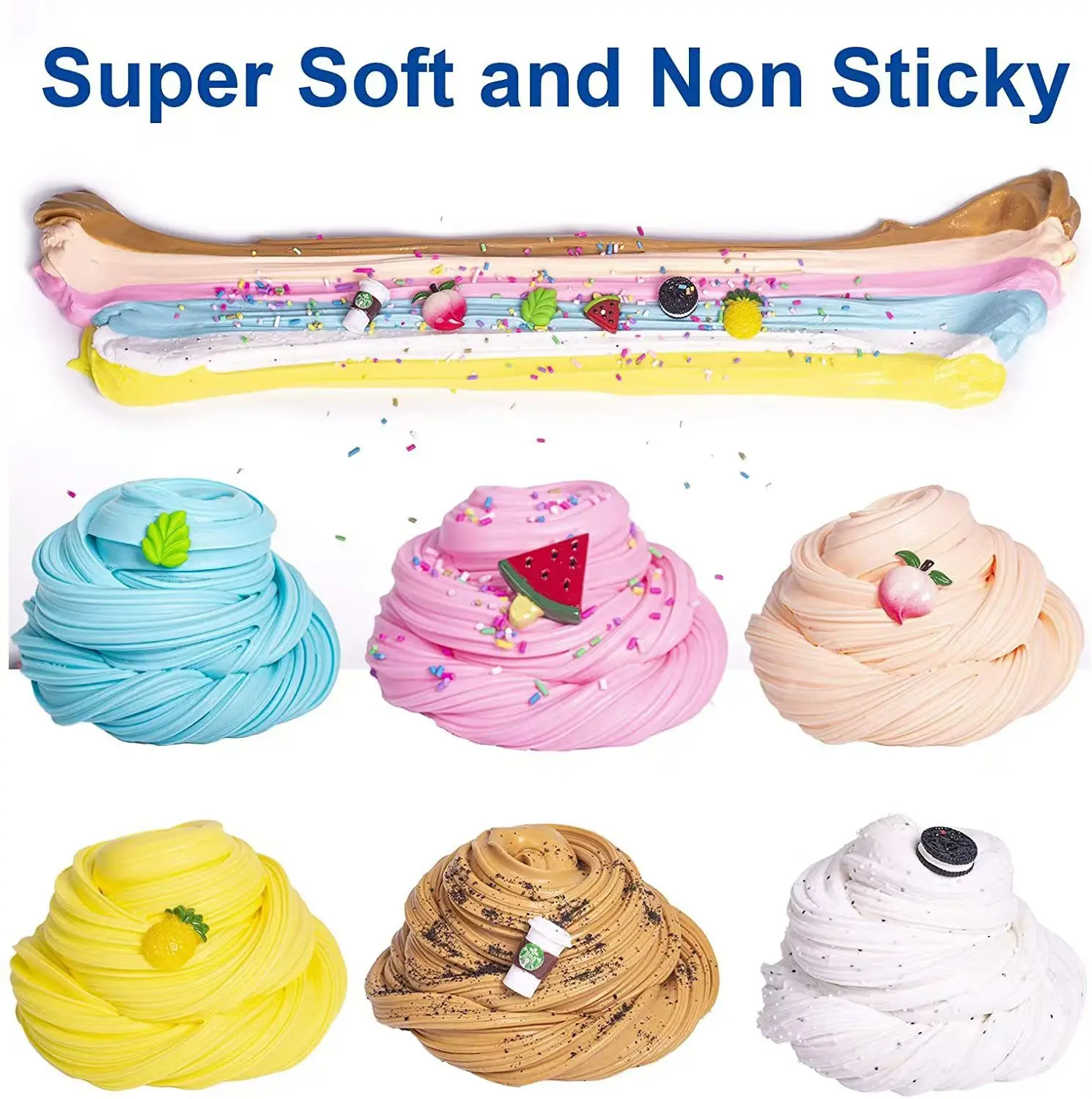 Slime Suppliers Crystal Clear Slime Gradient Transparent Crystal Mud Non-Stick Fluffy Slime