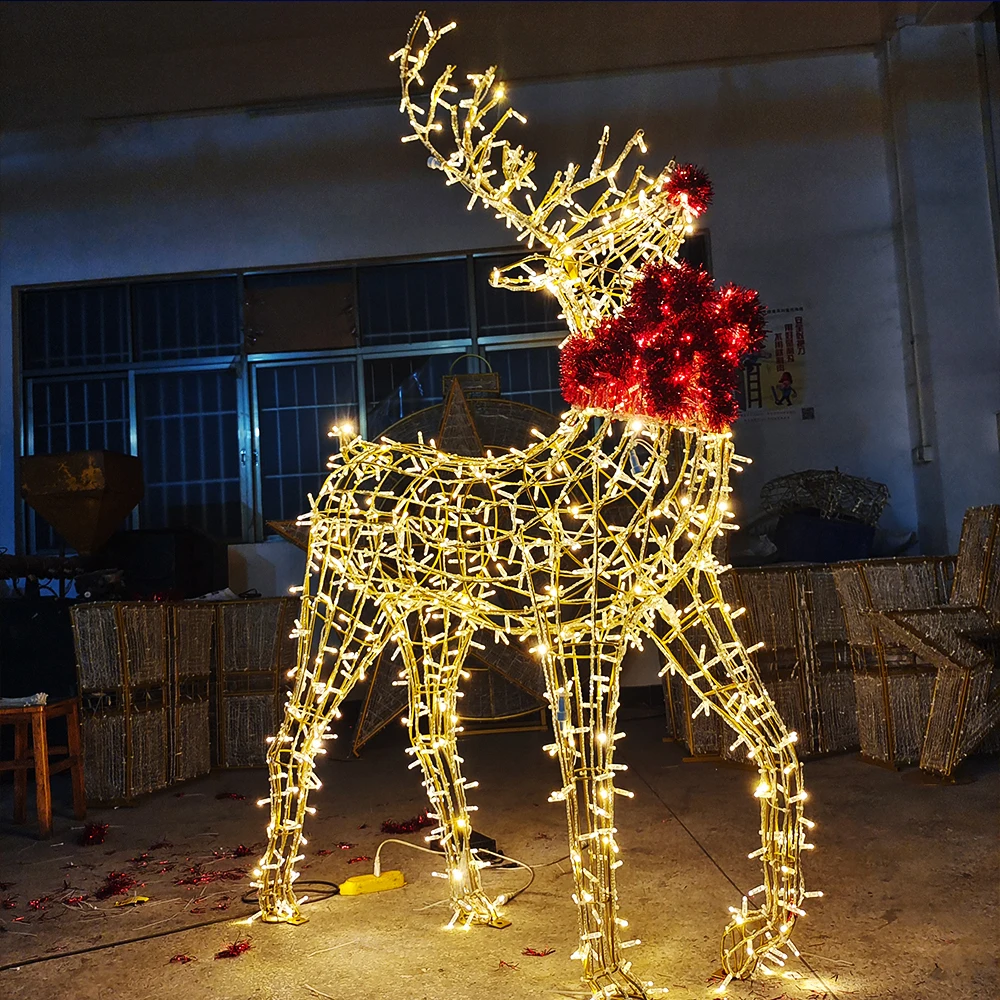 Customize Landscape Interactive Photography Props LED Sculpture Christmas light deer Lighting Arch