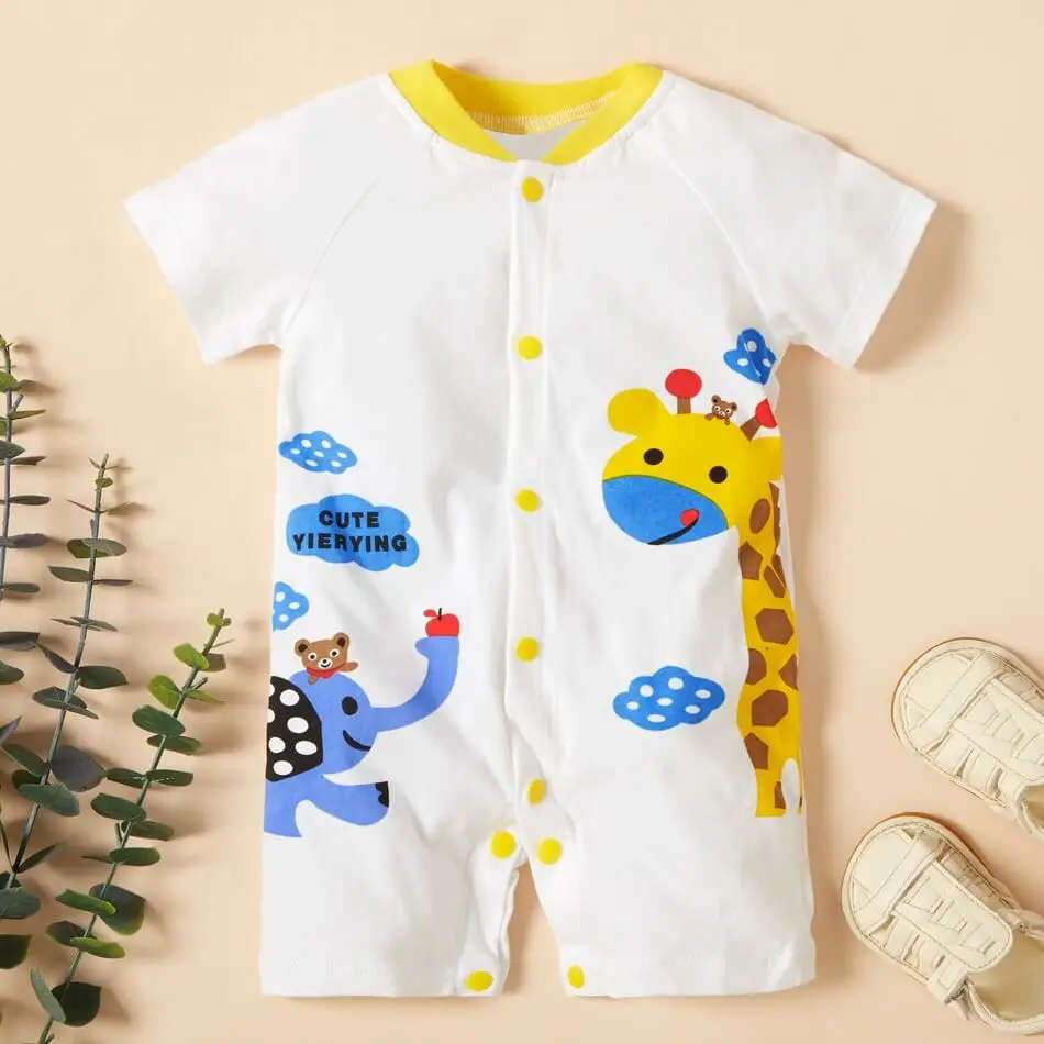 
Used In Bulk Baby 18Months Girl Giraffe Short Sleeve Cotton Romper Onesie Clothes Infant Summer White Jumpsuit Bodysuit 