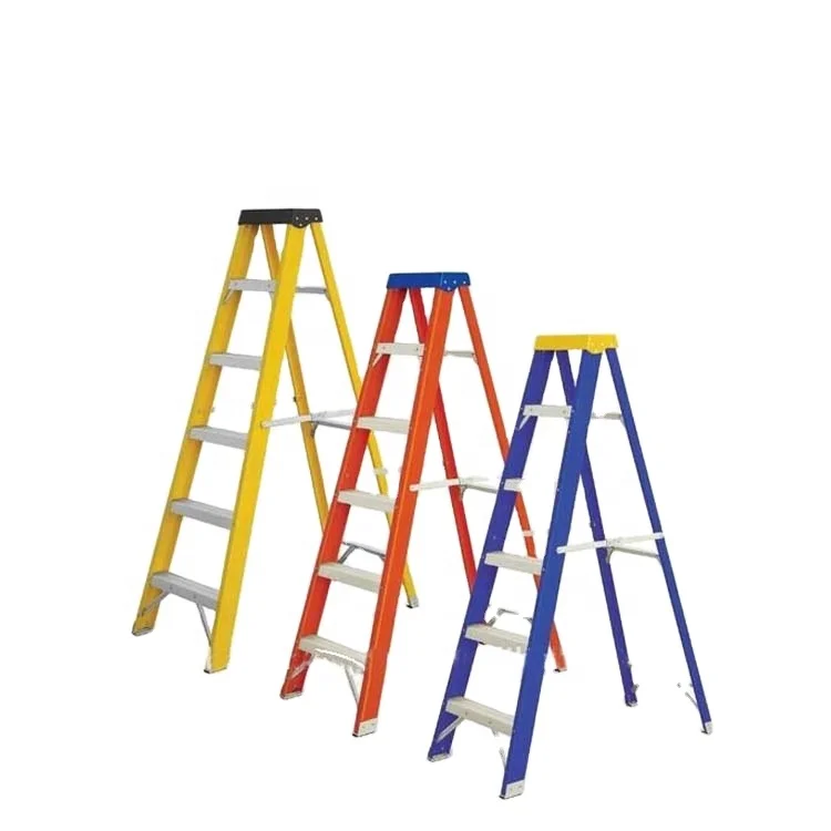 Fiberglass Industrial Ladders A-Type Double-side Ladder Electric Semi-Insulating Folding Ladder