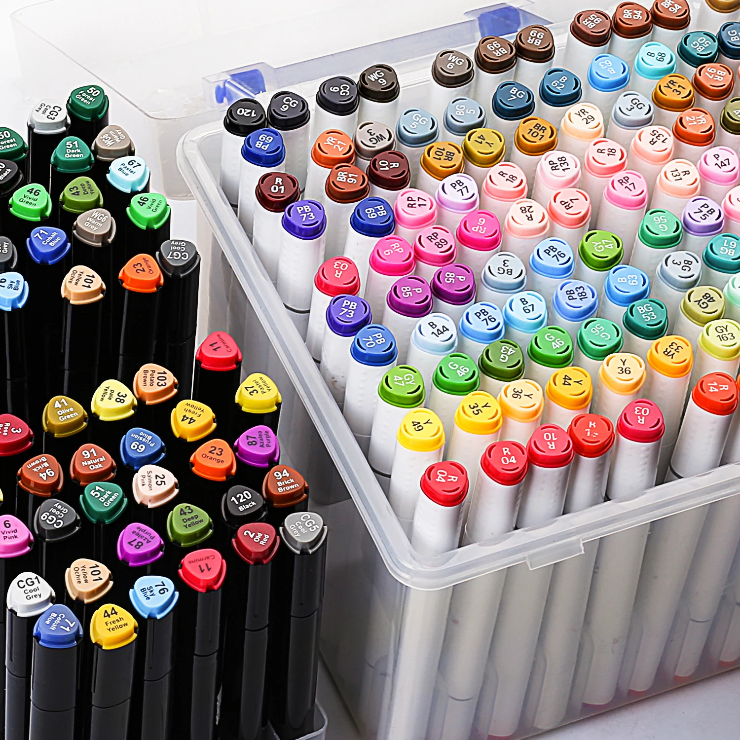 
12/24/36/48/60 Different Colors Alcohol- Based Dual Tip Marker Pen For Painting, Coloring, Sketching and Drawing 