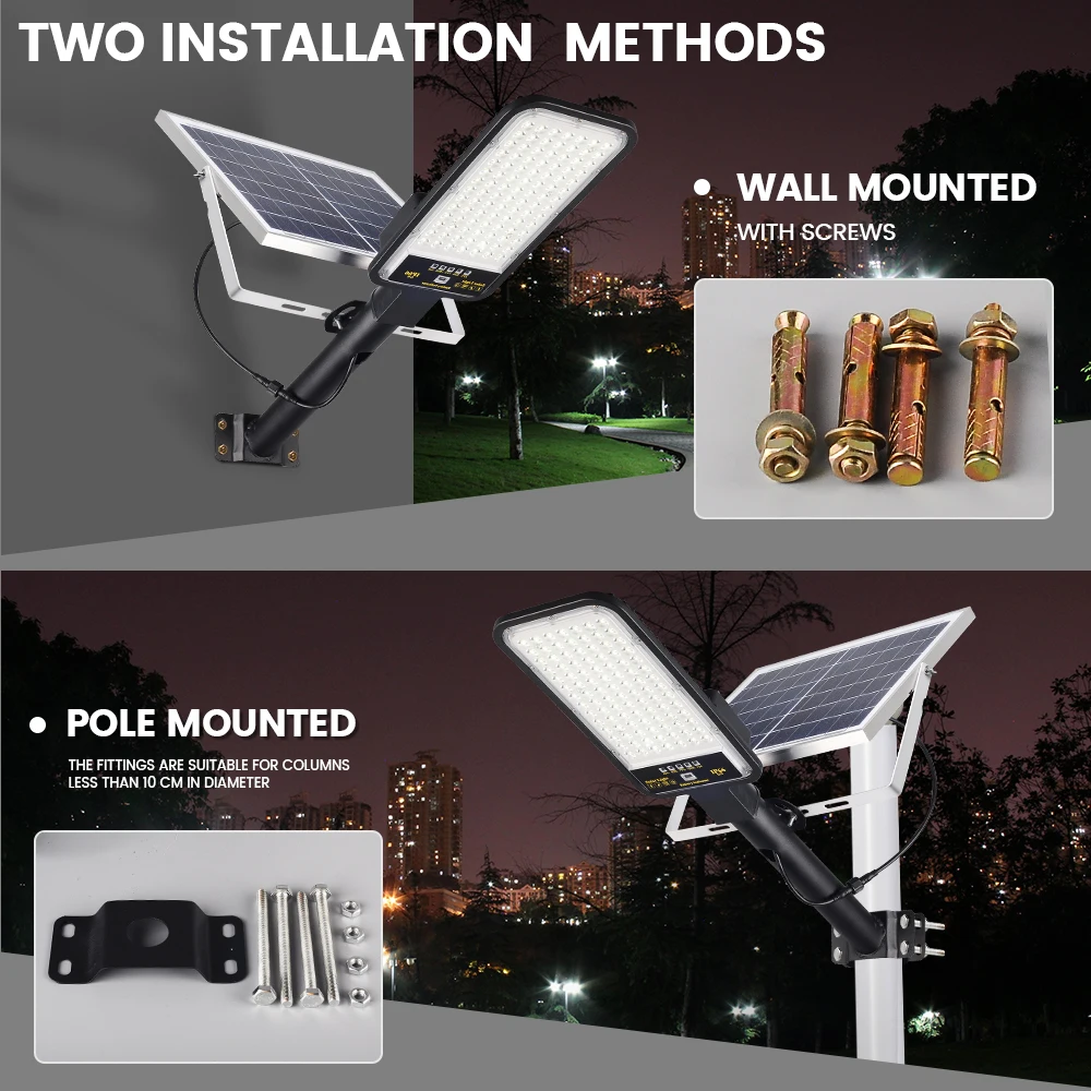 Ip66 Waterproof Outdoor Solar Street Light Motion Sensor + Remote Control 200W 30000MAH Led Solar Street Lamp White 80 Canopy