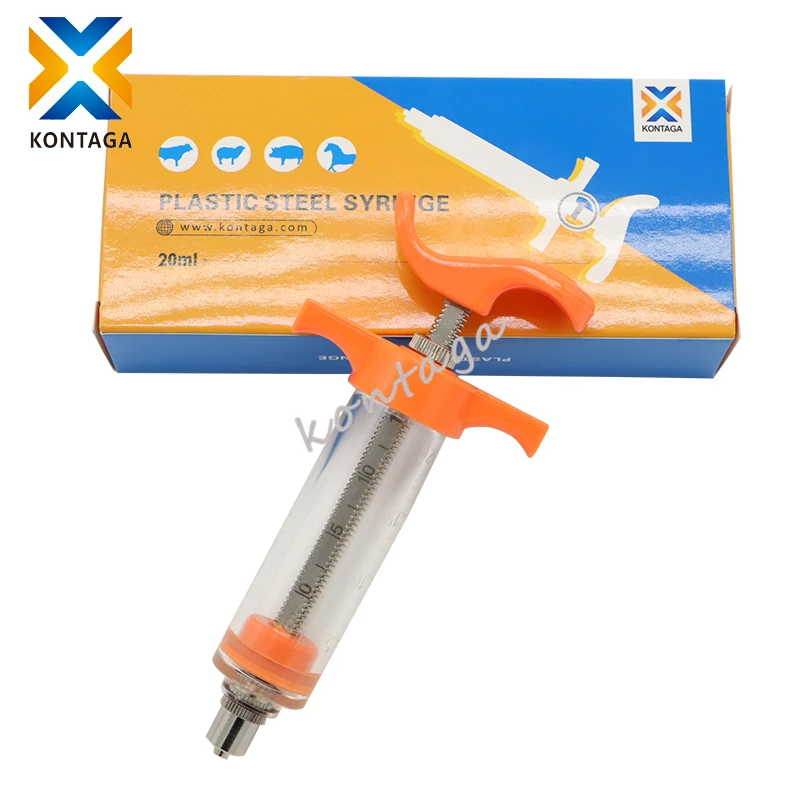 Hot Sale 20ML TPX Plastic Steel Veterinary Syringe with Printing for Animal Injection