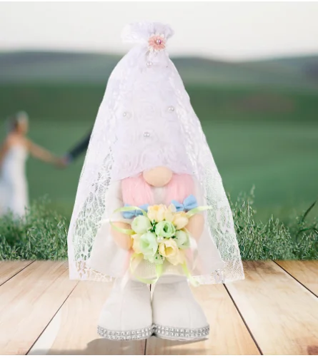 New wedding Rudolph holding flower doll faceless doll ornaments home window decoration standing ornaments