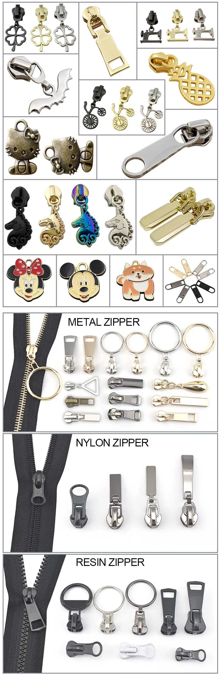 Wholesale Price Bear Pattern Metal Zipper Puller Custom Zipper Slider For Clothing / bags Accessories