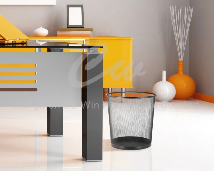 Paper Basket Trash Bin Round Metal Mesh Waste Bins Dustbin Wastebasket Garbage Bin Trash Can