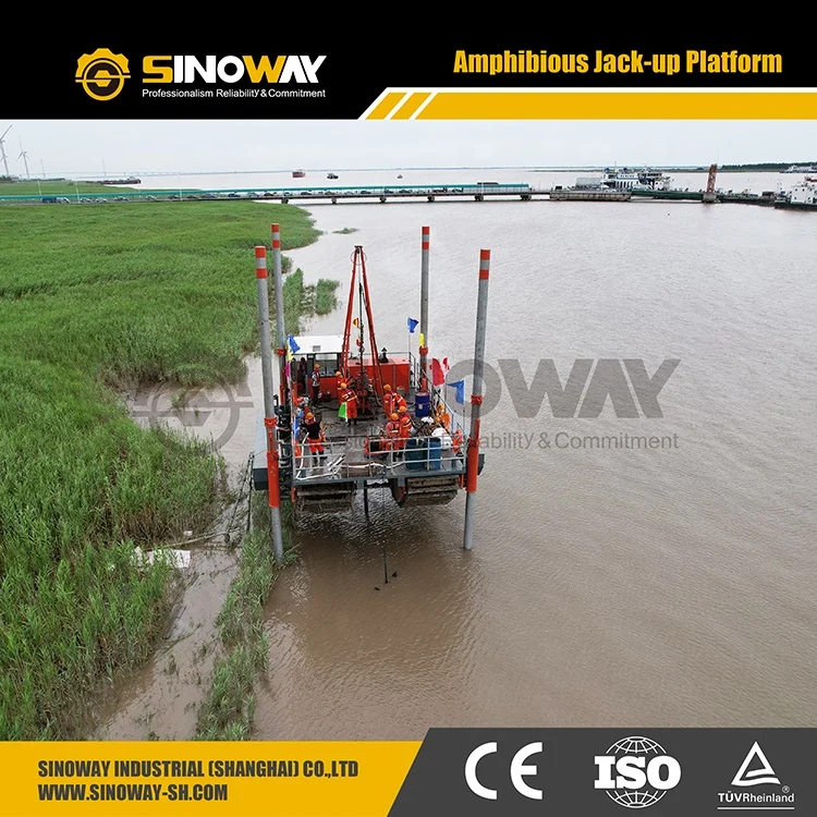 Modular Jack Up Pontoon Platform Self elevating platform with Amphibious tracks for sale
