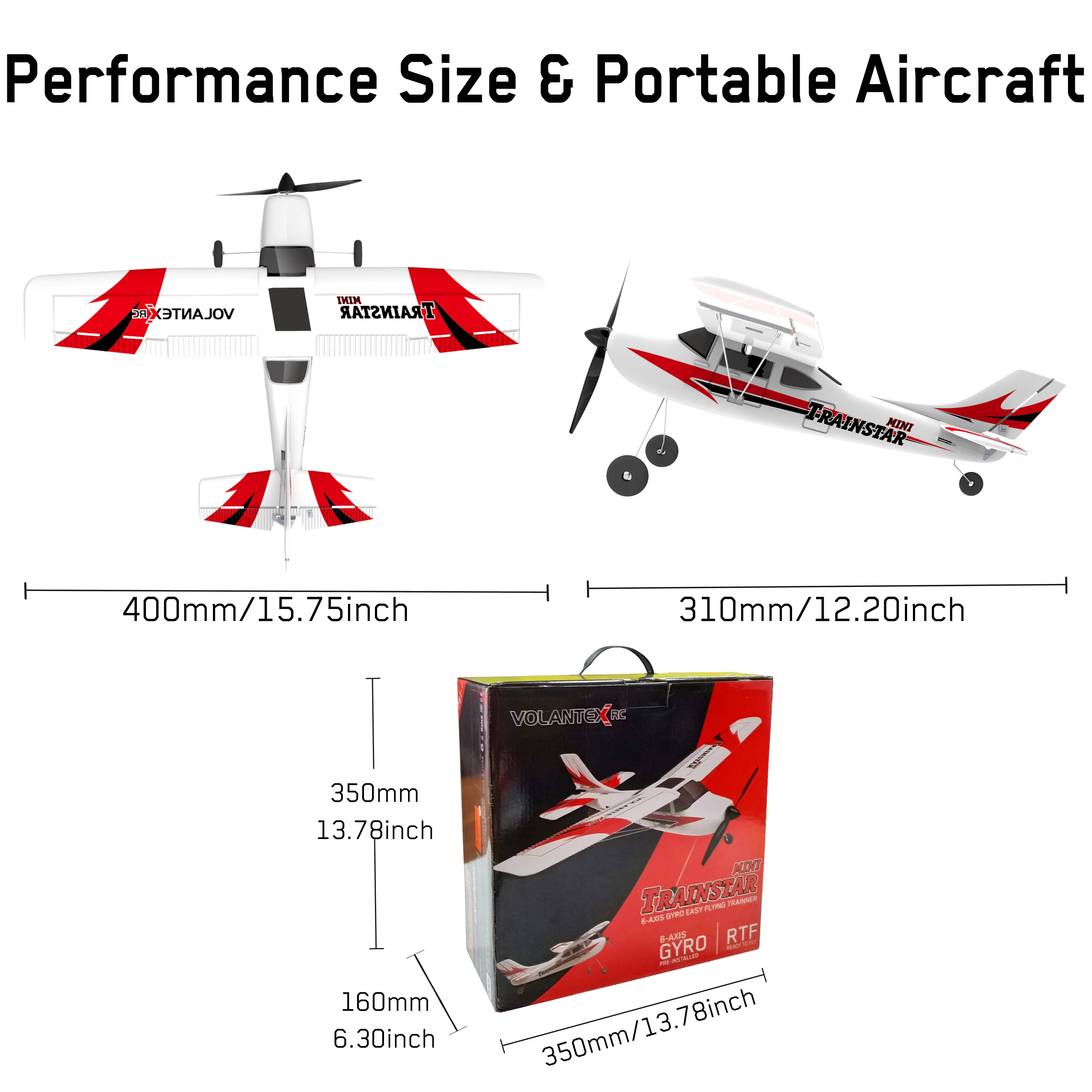 RC Plane Trainstar 3CH Radio Control  USB Cable Outdoor RED AA Battery Foam Plane RC Airplane 3 Channels 300m