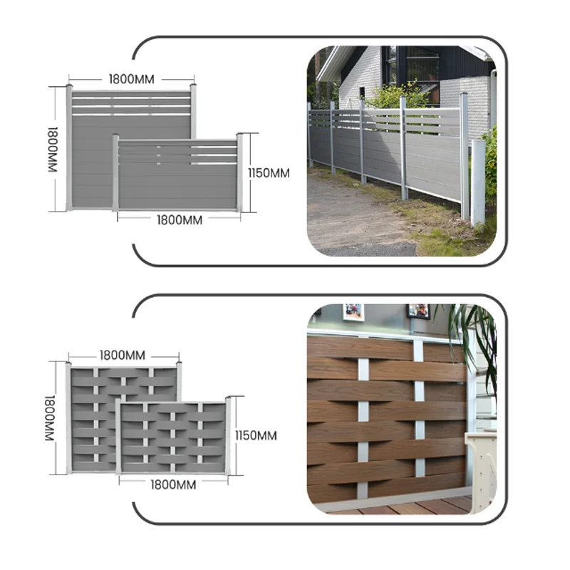 Eco-Friendly Plastic Wood Decorative Safety Fence Powder Coated One-Piece Molding Courtyard Privacy Fence with Nature Wood Type