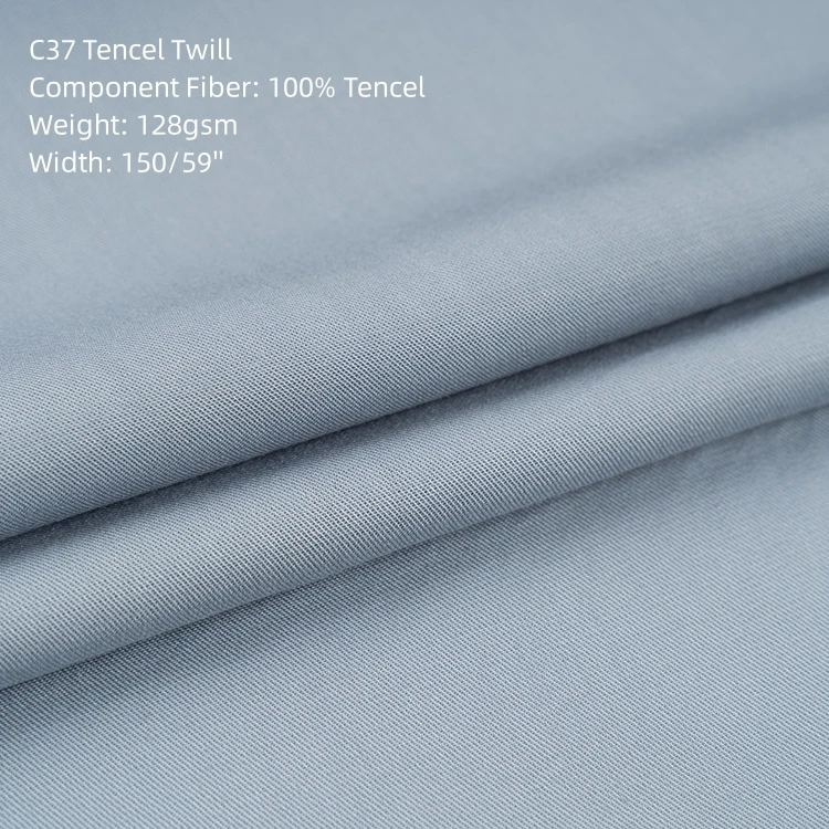 C37 China Factory 100 Tencel Twill Fabric Solid Color Sustainable Lyocell 128GSM Tencel Fabrics For Clothing Womens