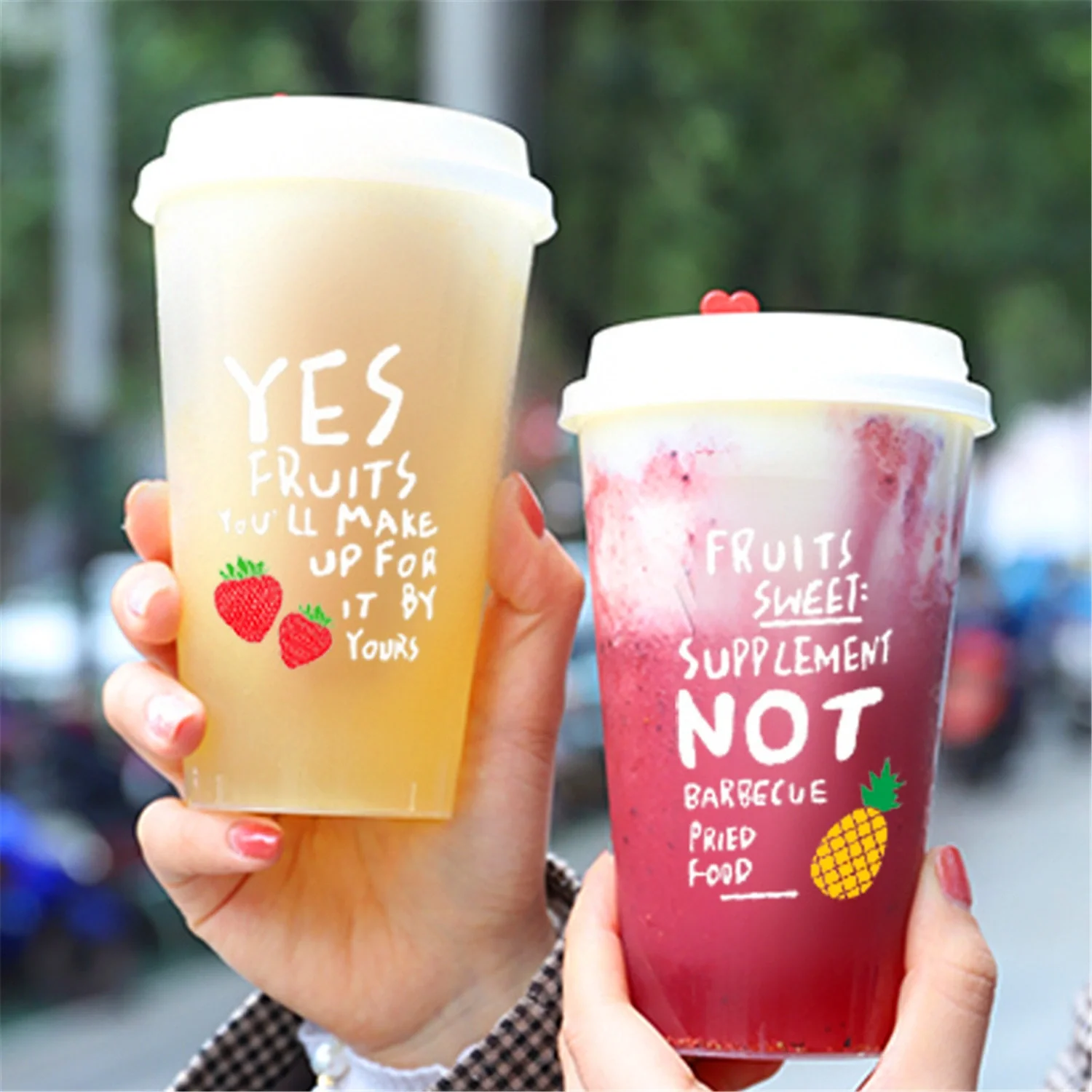 Frosted custom Disposable Smoothie PP Hard Plastic drink Bubble Milk Tea Cup