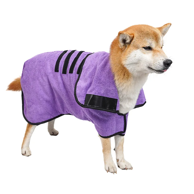 Custom logo cotton towel super absorbent pet drying coat bath robe dog bathrobe for dogs with hoods