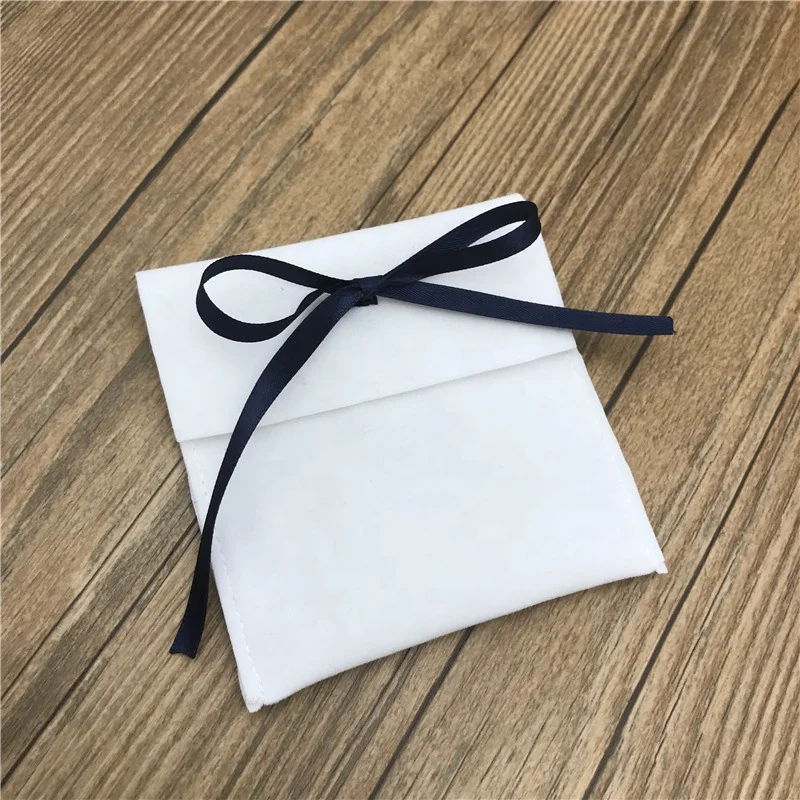 Luxury Suede Velvet Jewelry Envelope Style Pouch Gifts Bags With Flap Ribbon