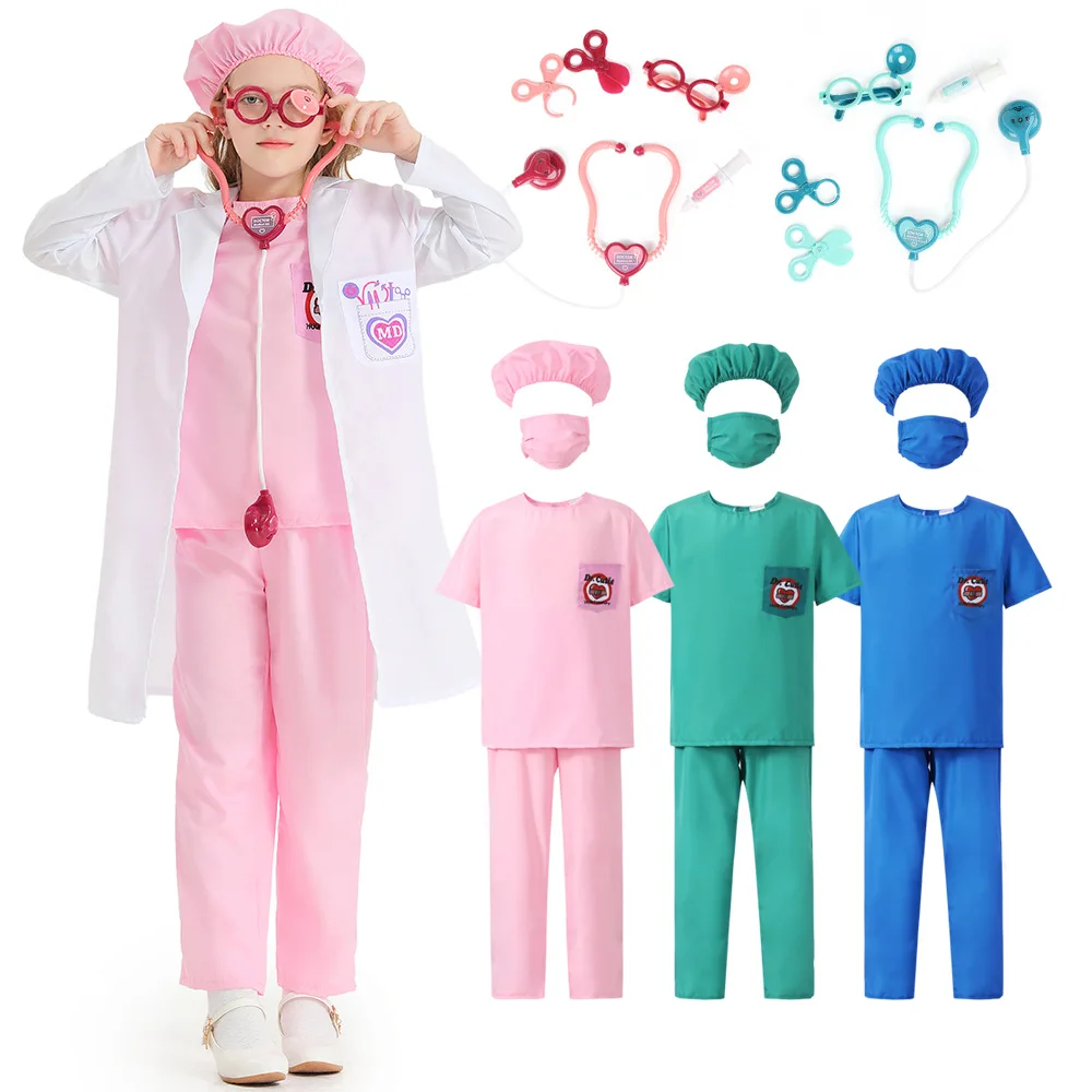 Nurse Veterinary Career Role Play Children Doctor Cosplay Clothing Set Doctor Halloween Party Kindergarten School Costumes