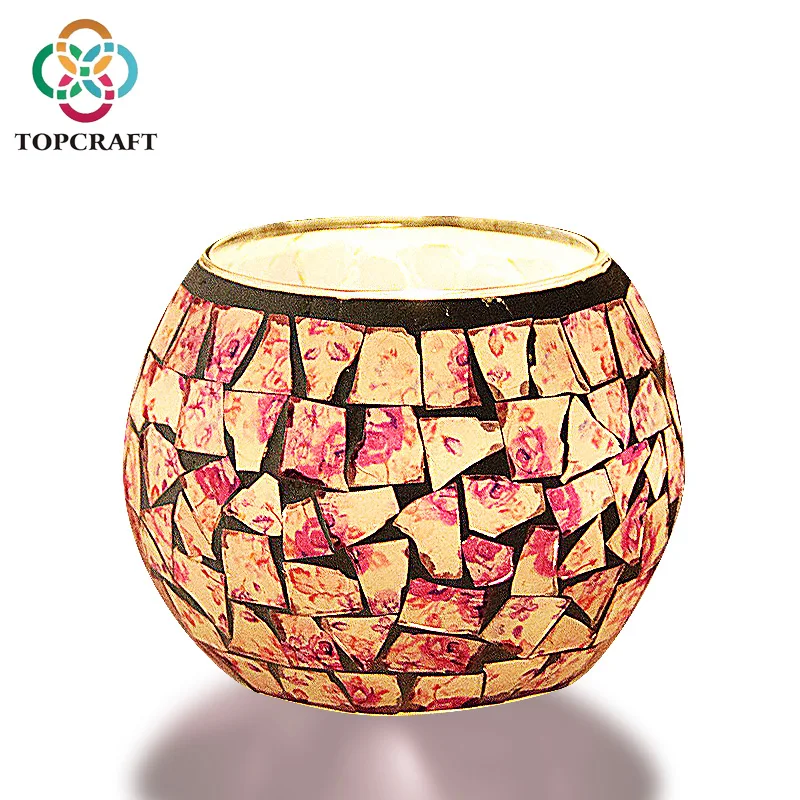 Wholesale Colorful Mosaic Candle  Cheap Glass Candlesticks  Candle Jars For Wedding And Home Decoration