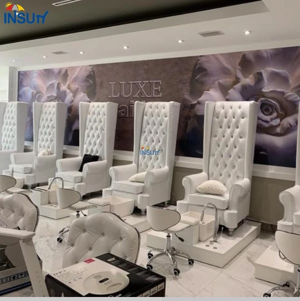 Wholesale Cheap Modern Salon Furniture White High Back Foot Spa Manicure chairs Luxury Throne Pedicure Chair