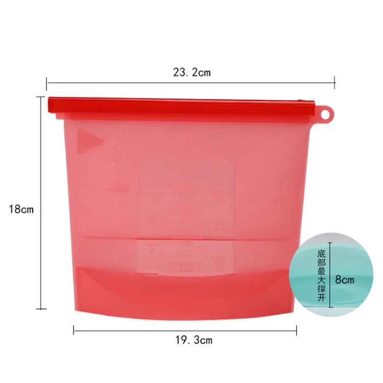 500/1000/1500/3000/4000ml Stand Up Bolsa de almacenamiento Reusable Leakproof Food Storage Bag Set BPA Free Silicone Food Bag