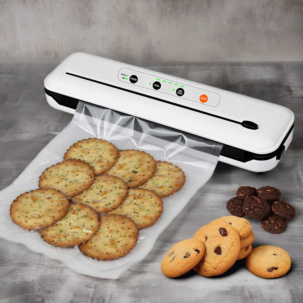 EU PLUG Vacuum Sealer Machine with Build-in Cutter LED Indicator for Dry and Moist Food Modes Food Storage Compact