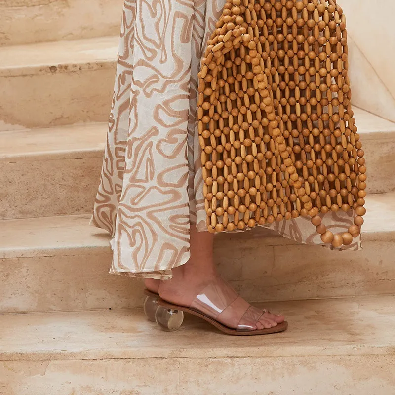 2022 Unique Style Kitten New Trendy 6CM High Crystal Transparent Shoes Low Clear Heels for Women