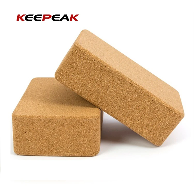 Оптовая продажа, однотонный прямоугольный высококачественный толстый пробковый блок для йоги