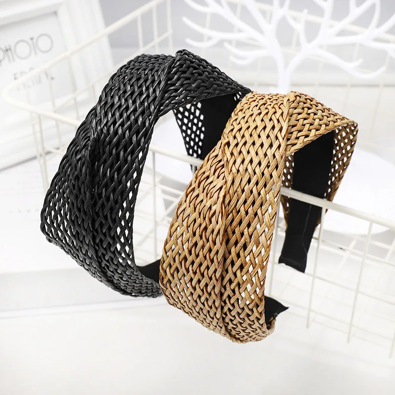 Vintage Fashion Bamboo Woven Hair wear Hand Woven Wood Bamboo Rattan Head Bands For Women Girls