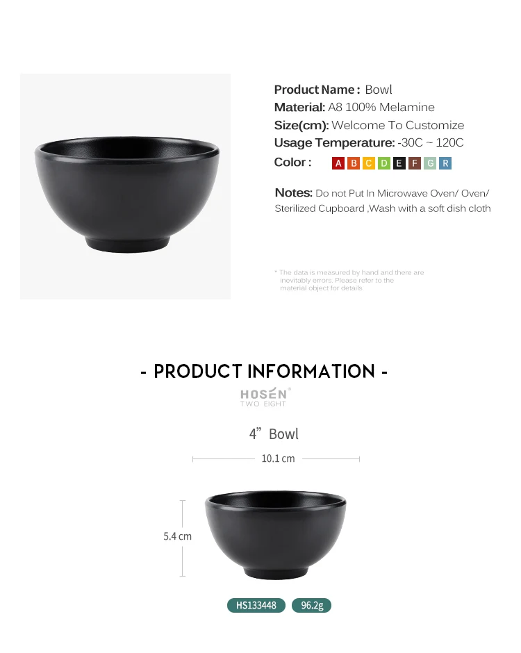 Wholesale Black A8 100% Melamine Rice Bowl, Plastic Matt