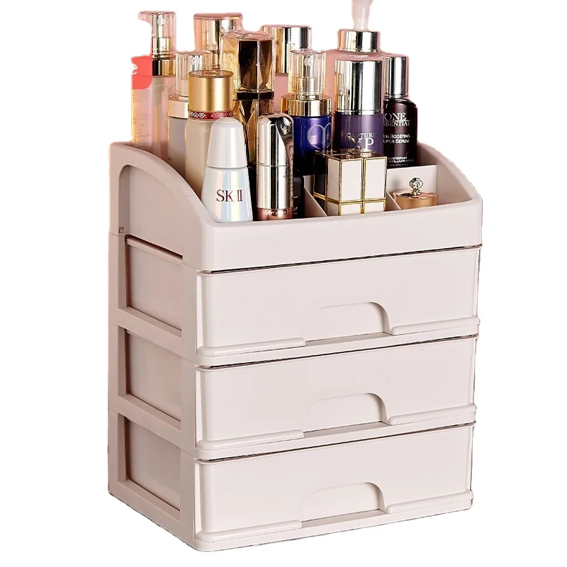 Factory Wholesale Student Dormitory Desktop Cosmetics 3-Layer Storage Box Drawer Rack