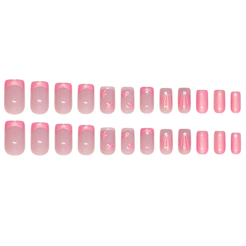 High Quality Luxury Art Nails Supplier False Fake Nails Wholesale Short Square Pink Designer Custom Press On Nails