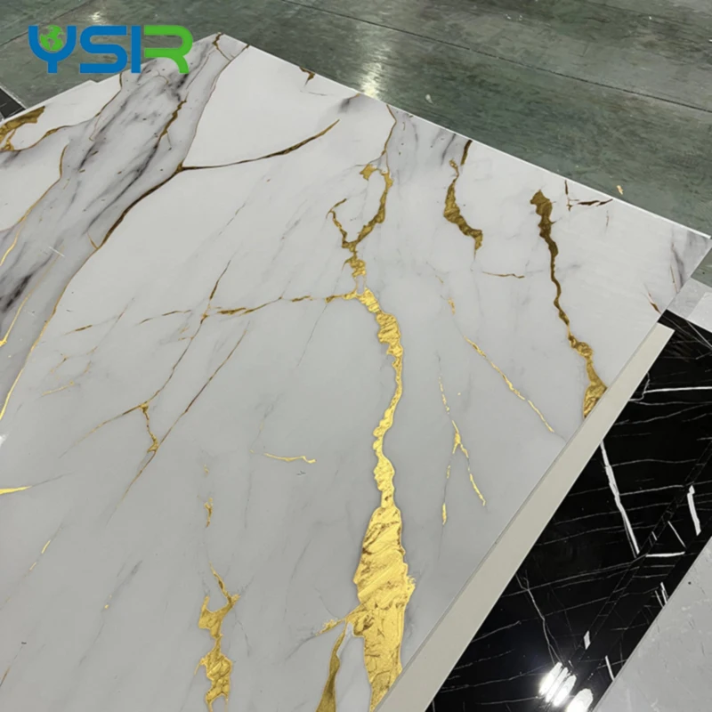 uv marble sheet 2.9 meters long, gilded film  Golden surface pvc marble sheet