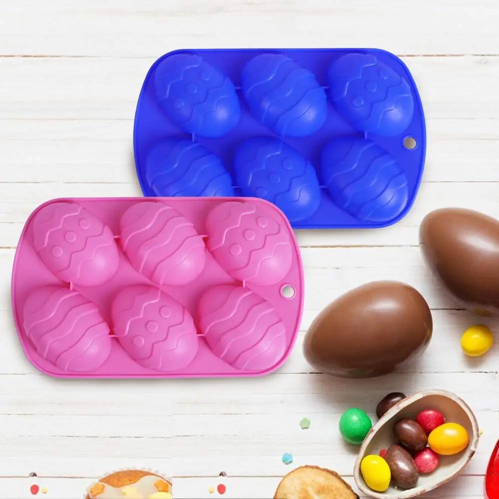 Kitchen 6 Even Easter Egg Shaped Silicone Bakeware 6-Cavity Easter Egg Silicone Cake Baking Mold