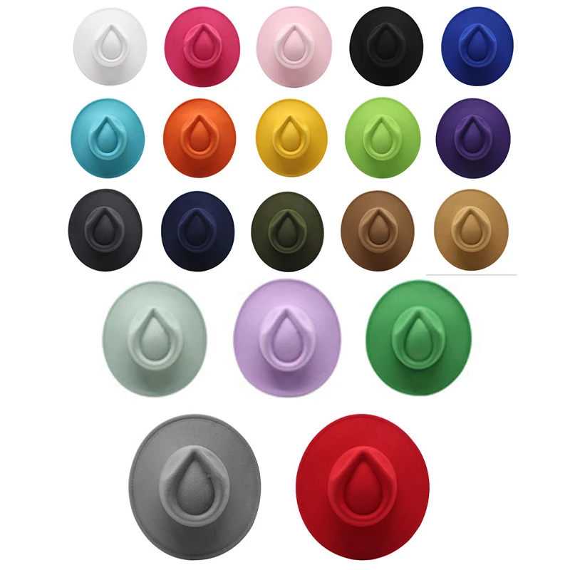 Wholesale Plain Drop top Outback  Elegant Wide Brim Fedora Flat Panama Hat Cap