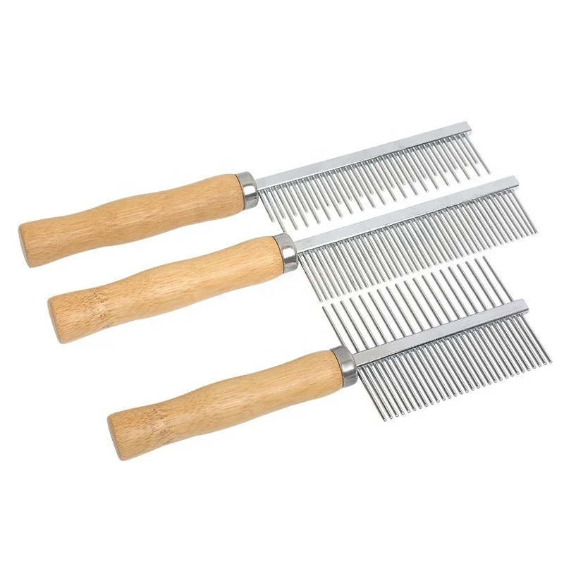 Pet Products Manufacturers Direct Wooden Handle Double Side Pet Comb 6.7x2.1 Inches Wooden Handle Comb For Dog Cat - Buy Pet Hai