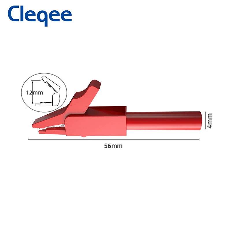 Cleqee P2007 10PCS Fully Insulated Alligator Clips to 4mm Banana Female Jack Safe Crocodile Clamp Test Accessories Adapter