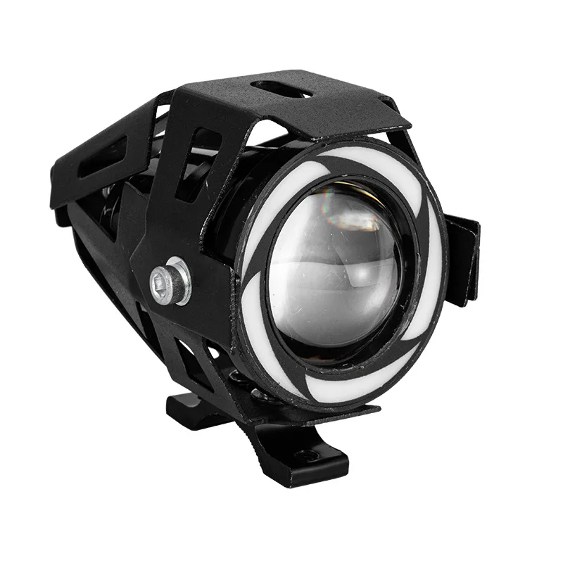 Motorbike Spotlight Flashing High Low Beam LED Fog Light Mini U7 Motorcycle Angel Eye LED Headlight