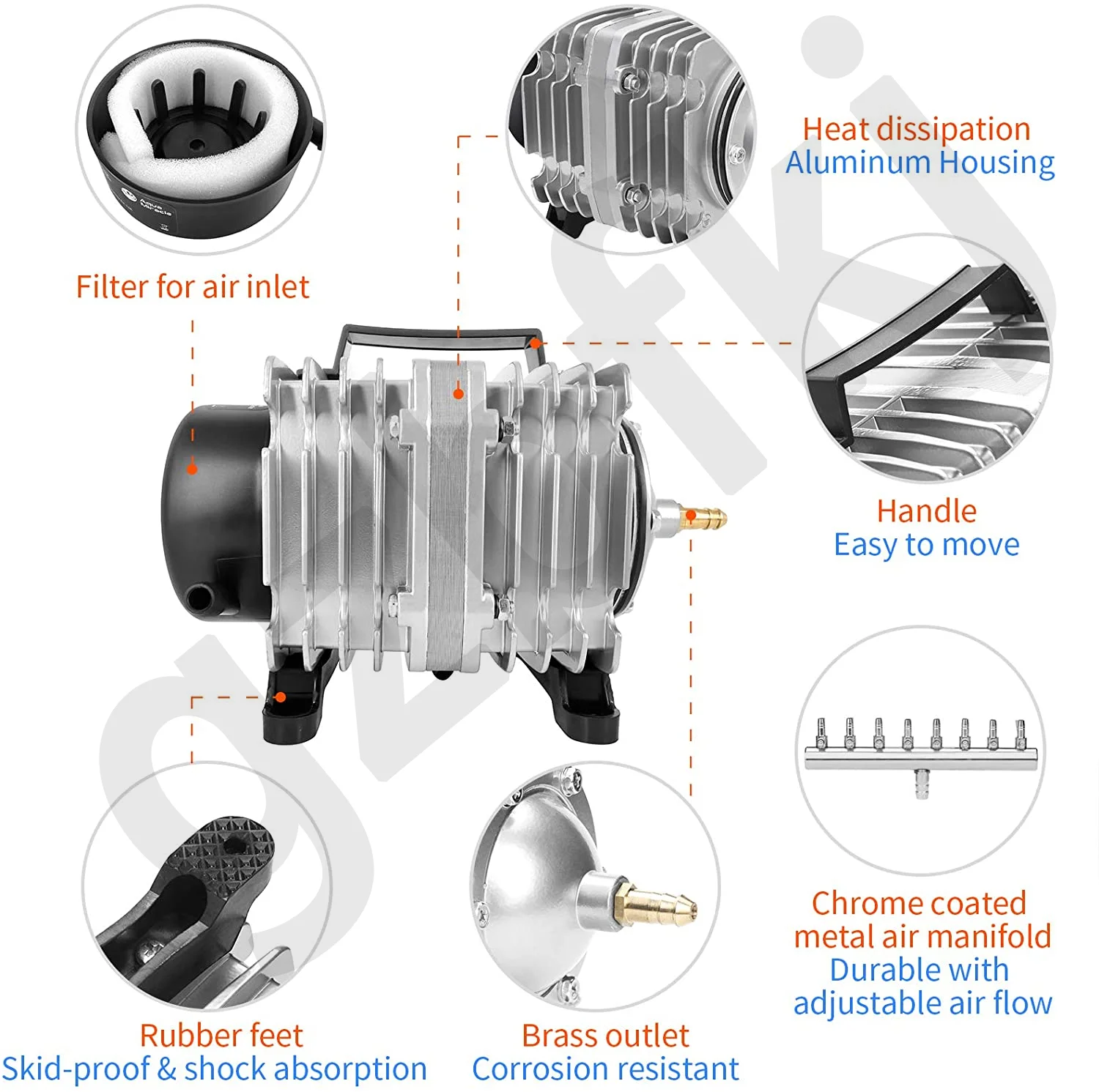 Air compressor electromagnetic aquarium pump aquarium ACO series oxygen pond pump fish pond compressor