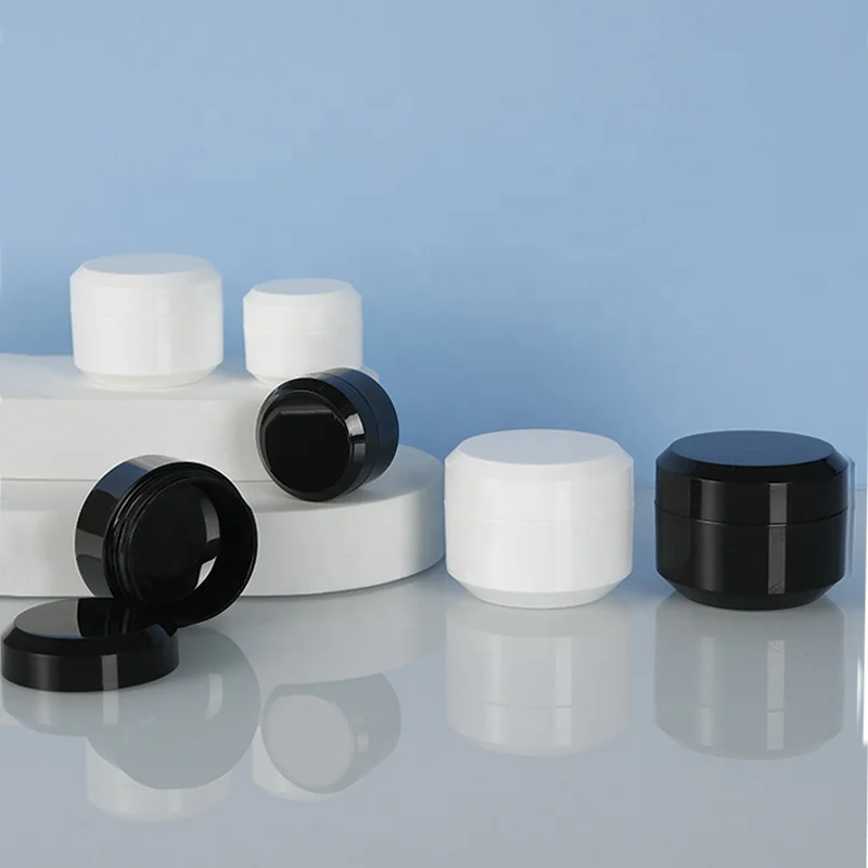 Custom 5g 10g 15g 30g 50g empty  Black White Plastic Jars for Nail gel polish Cosmetic jar
