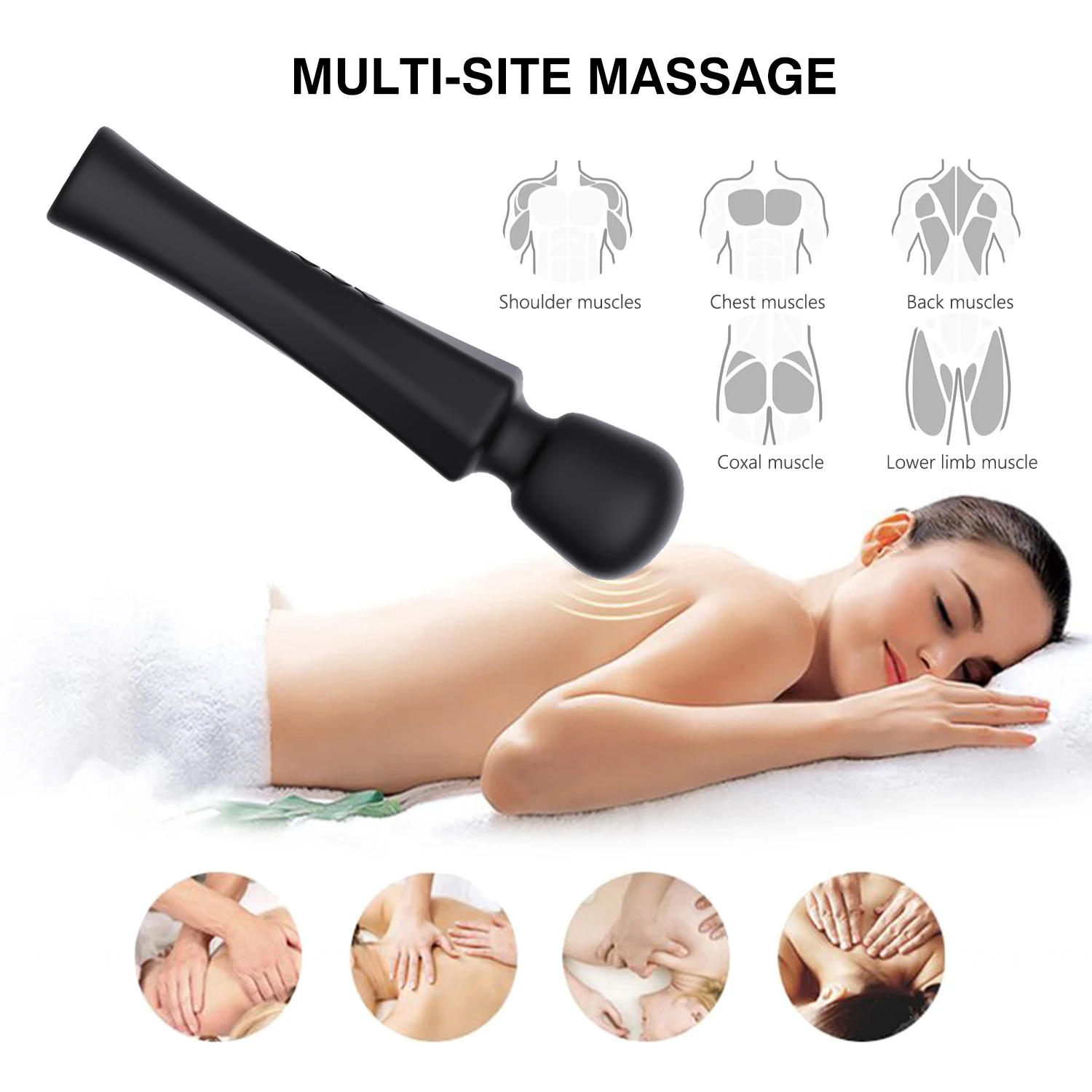 WINYI Health Personal Care 20 Vibration Modes 8 Speeds Massager Portable Hand Wand Massager Wireless Pulse Massager