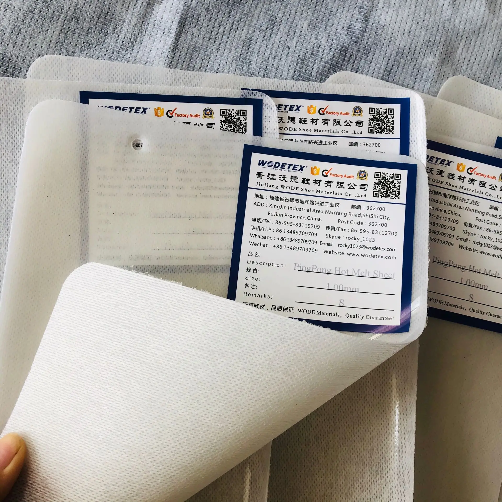 Двусторонний Лист горячего расплава для пинг-понга из сырья с гидросцепляющей тканью для туфель и счетчика