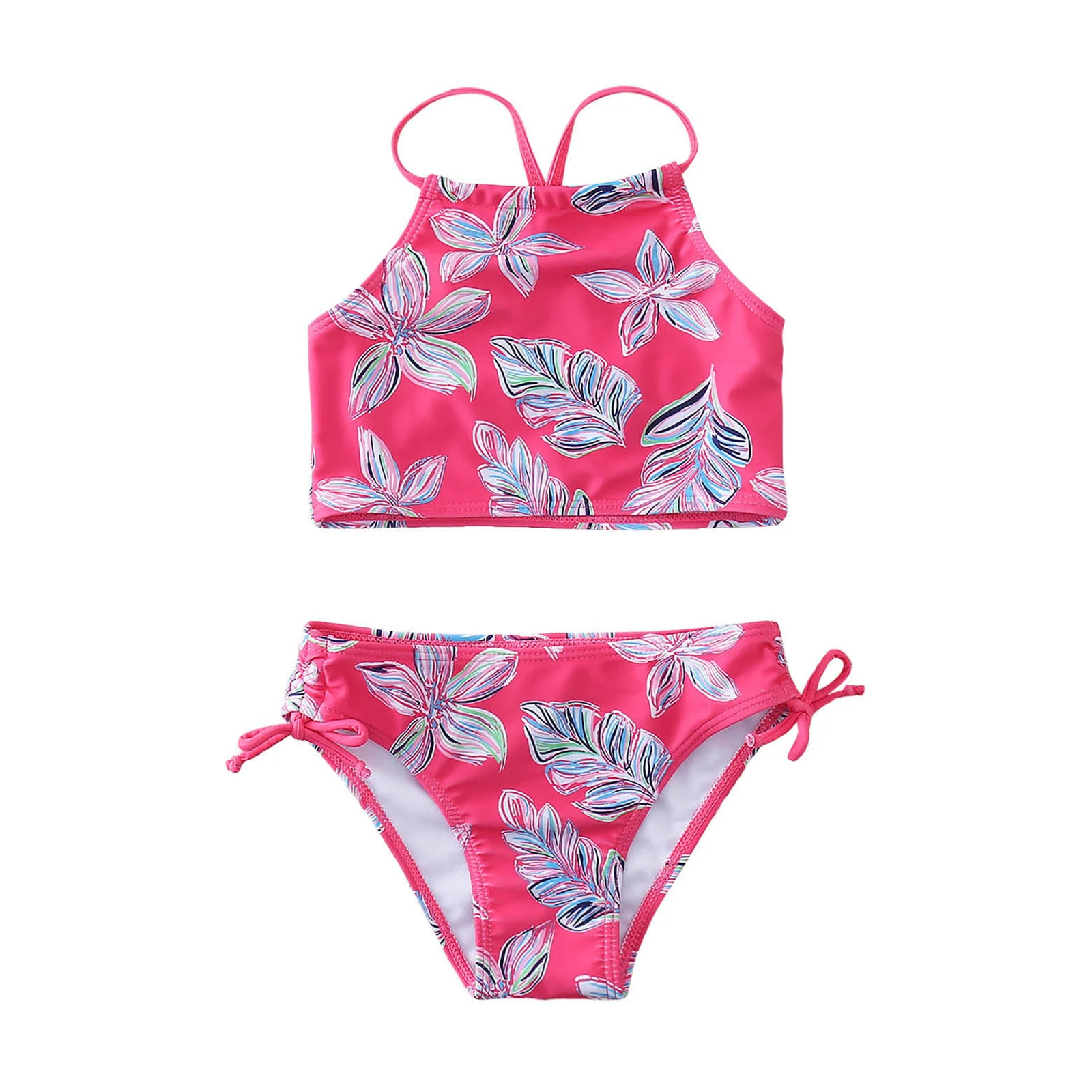 Children Summer Beach Bikini Baby Girl Halter Sling Swimwear Kids Floral Bathing Swimsuits