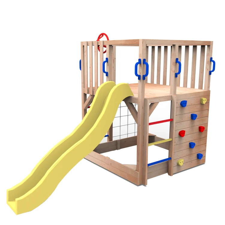 Kids Outdoor Solid Wood Playground Playhouses with Slide and Sandbox ECO Friendly Nature Easily Assembled FSC