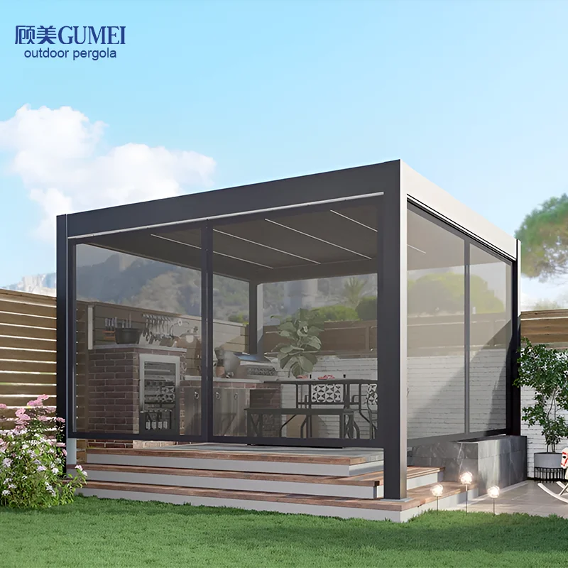 OEM 3X3 3X4 4X4 6X4m Outdoor Waterproof Aluminium Bioclimatic Pergola Cover Aluminum Louvered Pergola