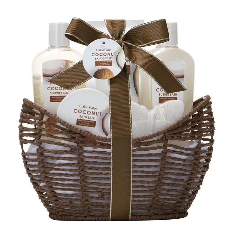 Wholesale Composed of basket containing plastic bottles of Shower gel scrub explosive salt suitable for women home holiday spa