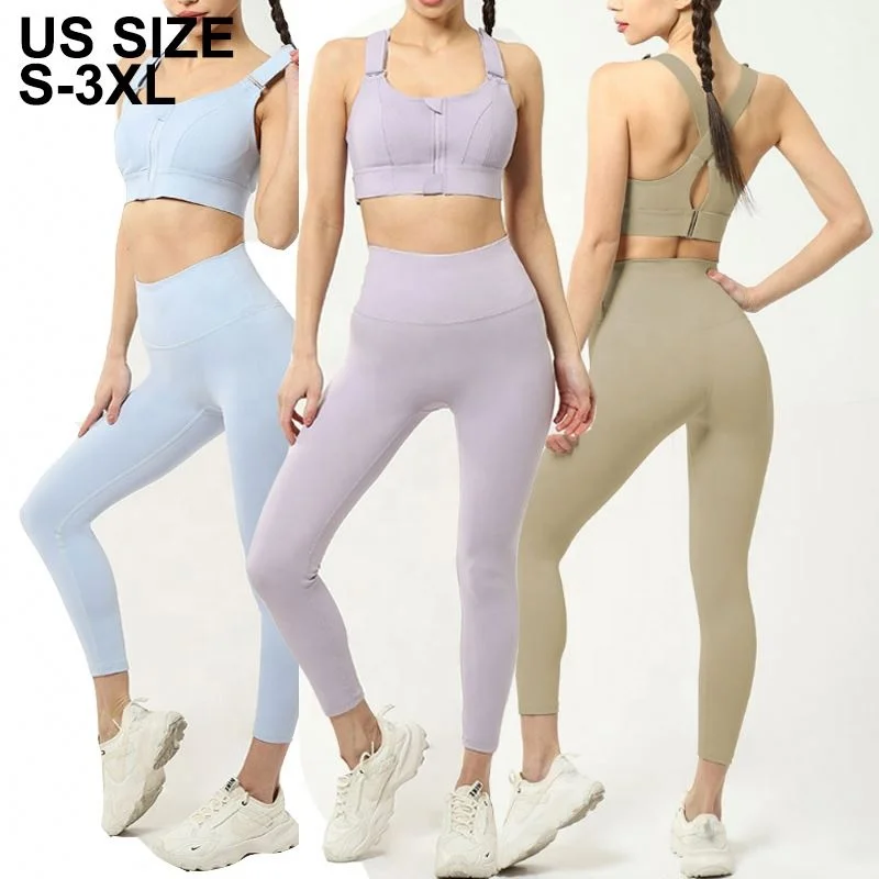 Suitable for all ladies wholesale women sportswear fitness yoga sets cross back buckle sports bra gym wear women two piece sets