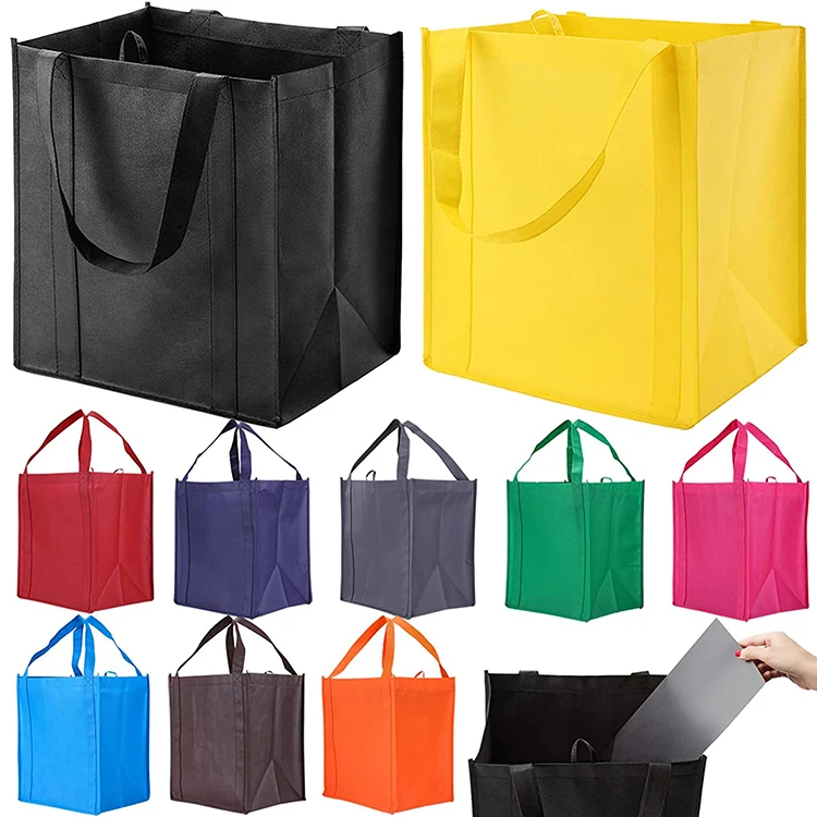 Custom non woven bag foldable large capacity grocey non-woven fabric black shopping bag