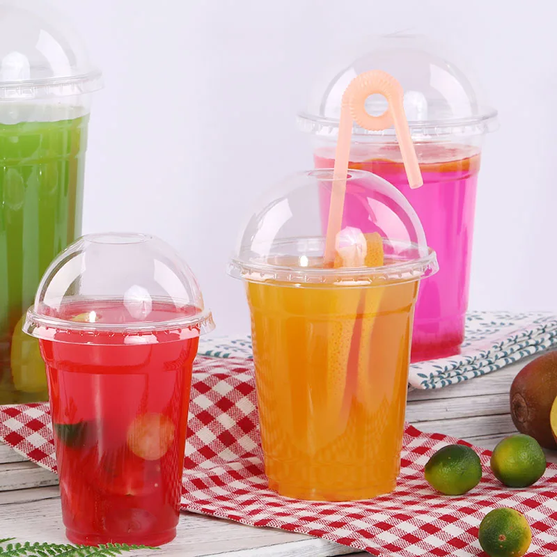 Одноразовая Пластиковая чашка 12 унций с купольными крышками из ПЭТ материала