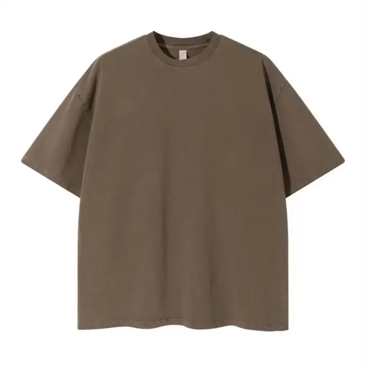T-Shirt Sleeved Solid High Neck Vintage Wholesale Fashion Drop Shoulder Polyester For Men Unisex Blank Premium T-Shirt For Men