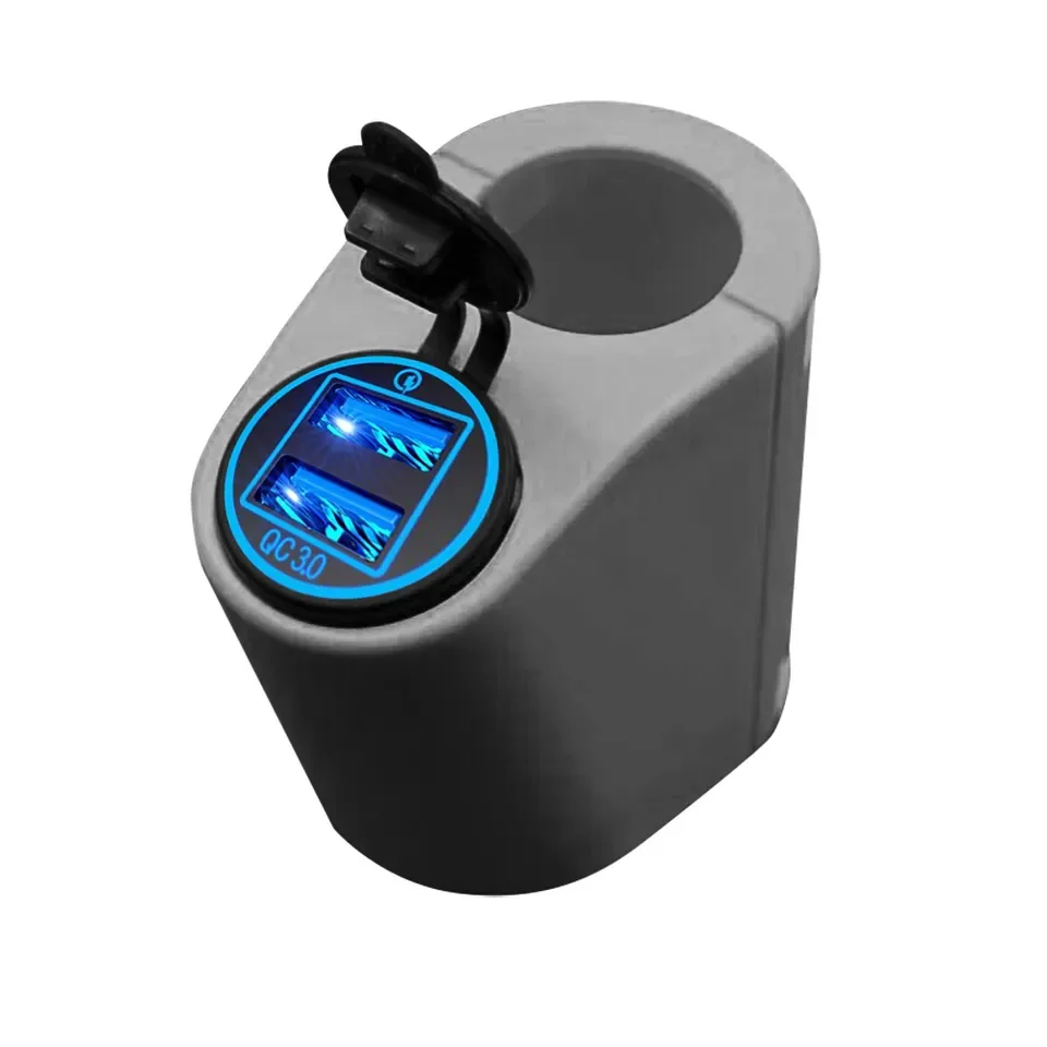 Bus handrail 12-24V Dual QC3.0 USB Charger Power Socket Adapter yellow color