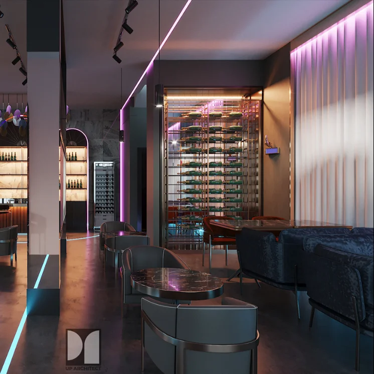 Modern neon LED light club furniture display design custom luxury pub wine bar operating table bar counter