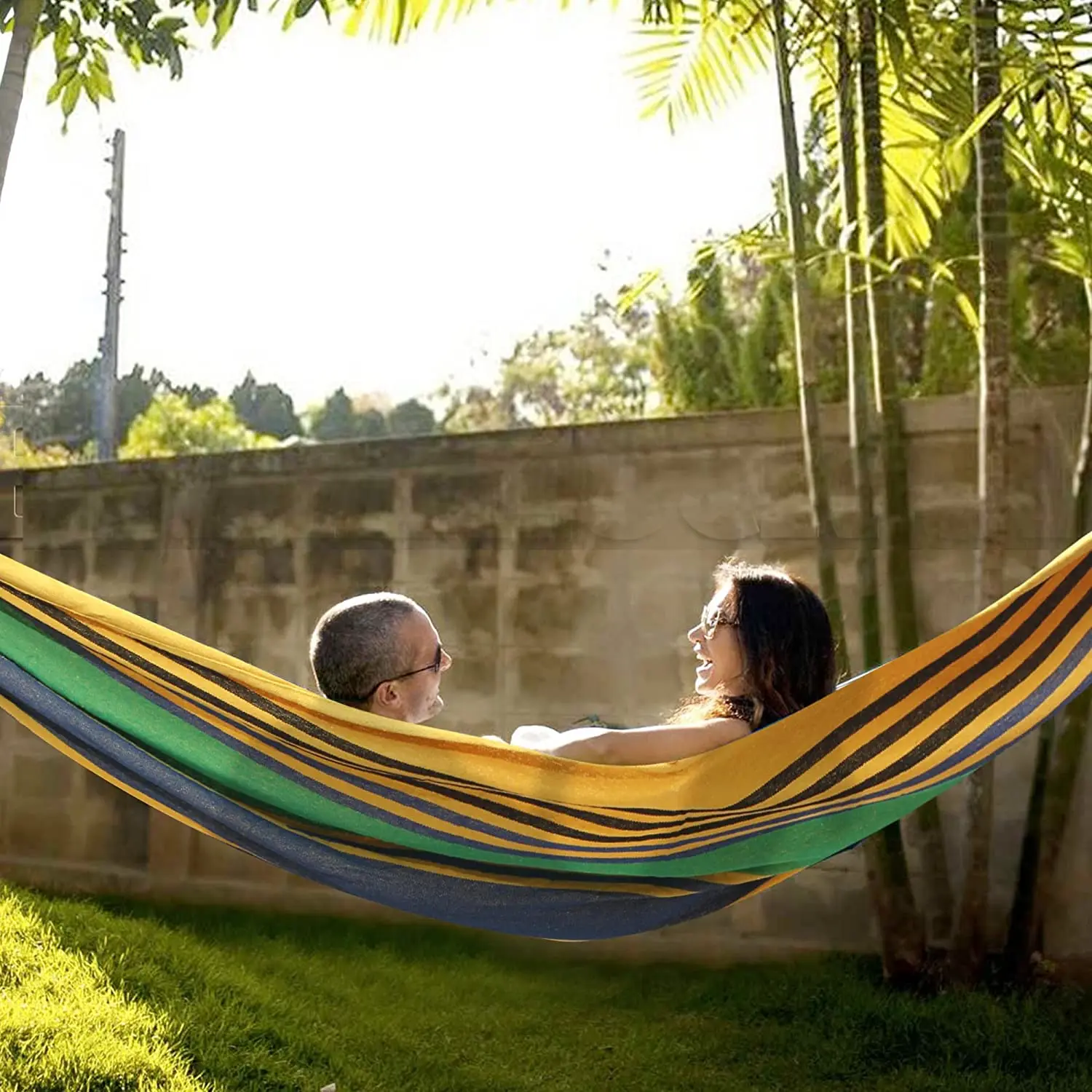 Хлопковая портативная уличная качели-гамак, двойная комнатная койка для внутреннего дворика, кемпинга, пляжа, сада, складные гамаки
